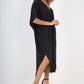 Italian Drawestring Front Side Split Linen Dress