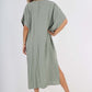 Italian Drawestring Front Side Split Linen Dress