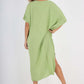 Italian Drawestring Front Side Split Linen Dress
