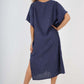 Italian Drawestring Front Side Split Linen Dress