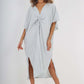 Italian Drawestring Front Side Split Linen Dress