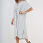 Italian Drawestring Front Side Split Linen Dress