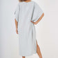 Italian Drawestring Front Side Split Linen Dress