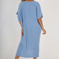 Italian Drawestring Front Side Split Linen Dress
