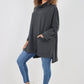 Italian Plain Roll Neck Dip Hem Cotton Top