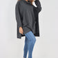 Italian Plain Roll Neck Dip Hem Cotton Top