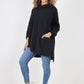 Italian Plain Roll Neck Dip Hem Cotton Top