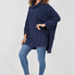 Italian Plain Roll Neck Dip Hem Cotton Top
