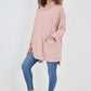 Italian Plain Roll Neck Dip Hem Cotton Top