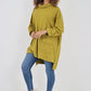 Italian Plain Roll Neck Dip Hem Cotton Top