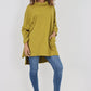 Italian Plain Roll Neck Dip Hem Cotton Top