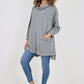 Italian Plain Roll Neck Dip Hem Cotton Top