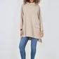 Italian Plain Roll Neck Dip Hem Cotton Top