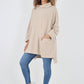 Italian Plain Roll Neck Dip Hem Cotton Top
