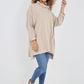 Italian Plain Roll Neck Dip Hem Cotton Top