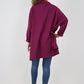 Italian Plain Roll Neck Dip Hem Cotton Top