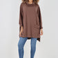 Italian Plain Roll Neck Dip Hem Cotton Top