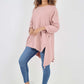 Italian Plain Pockets Dip Hem Cotton Top