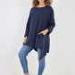 Italian Plain Pockets Dip Hem Cotton Top