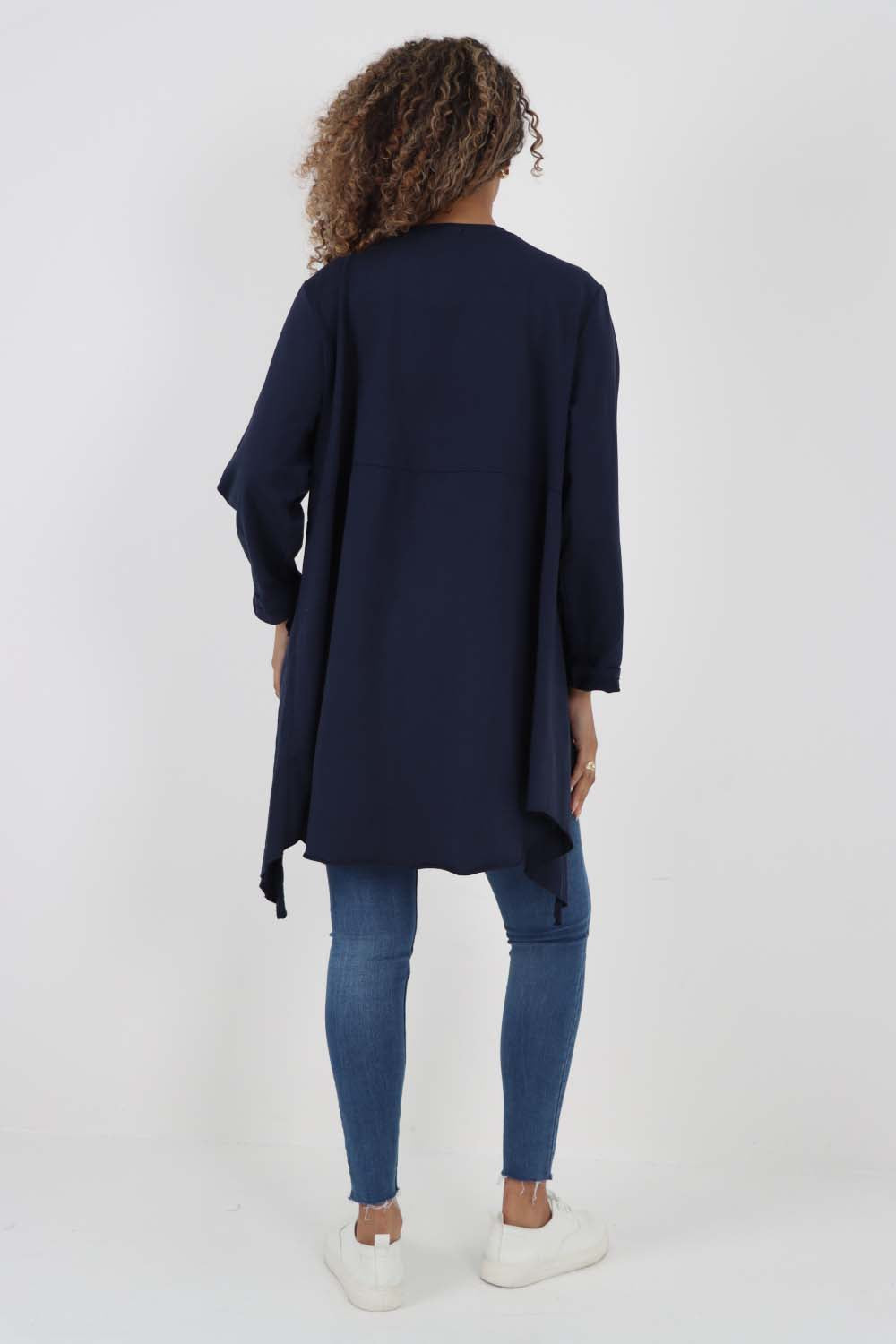 Italian Plain Pockets Dip Hem Cotton Top