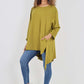 Italian Plain Pockets Dip Hem Cotton Top