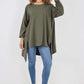 Italian Plain Pockets Dip Hem Cotton Top
