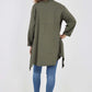 Italian Plain Pockets Dip Hem Cotton Top
