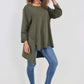 Italian Plain Pockets Dip Hem Cotton Top