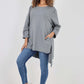 Italian Plain Pockets Dip Hem Cotton Top