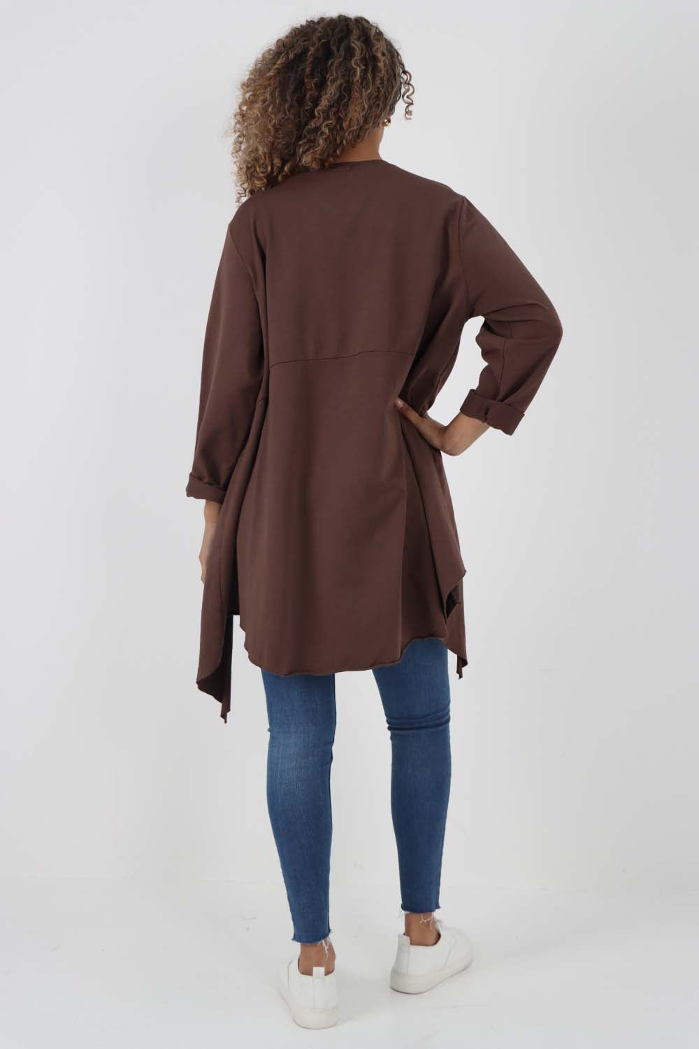 Italian Plain Pockets Dip Hem Cotton Top