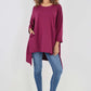 Italian Plain Pockets Dip Hem Cotton Top