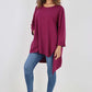 Italian Plain Pockets Dip Hem Cotton Top