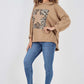 Italian Leopard Star Print Drawstring Hem Cotton Hoodie