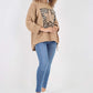 Italian Leopard Star Print Drawstring Hem Cotton Hoodie