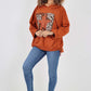 Italian Leopard Star Print Drawstring Hem Cotton Hoodie