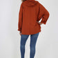 Italian Leopard Star Print Drawstring Hem Cotton Hoodie