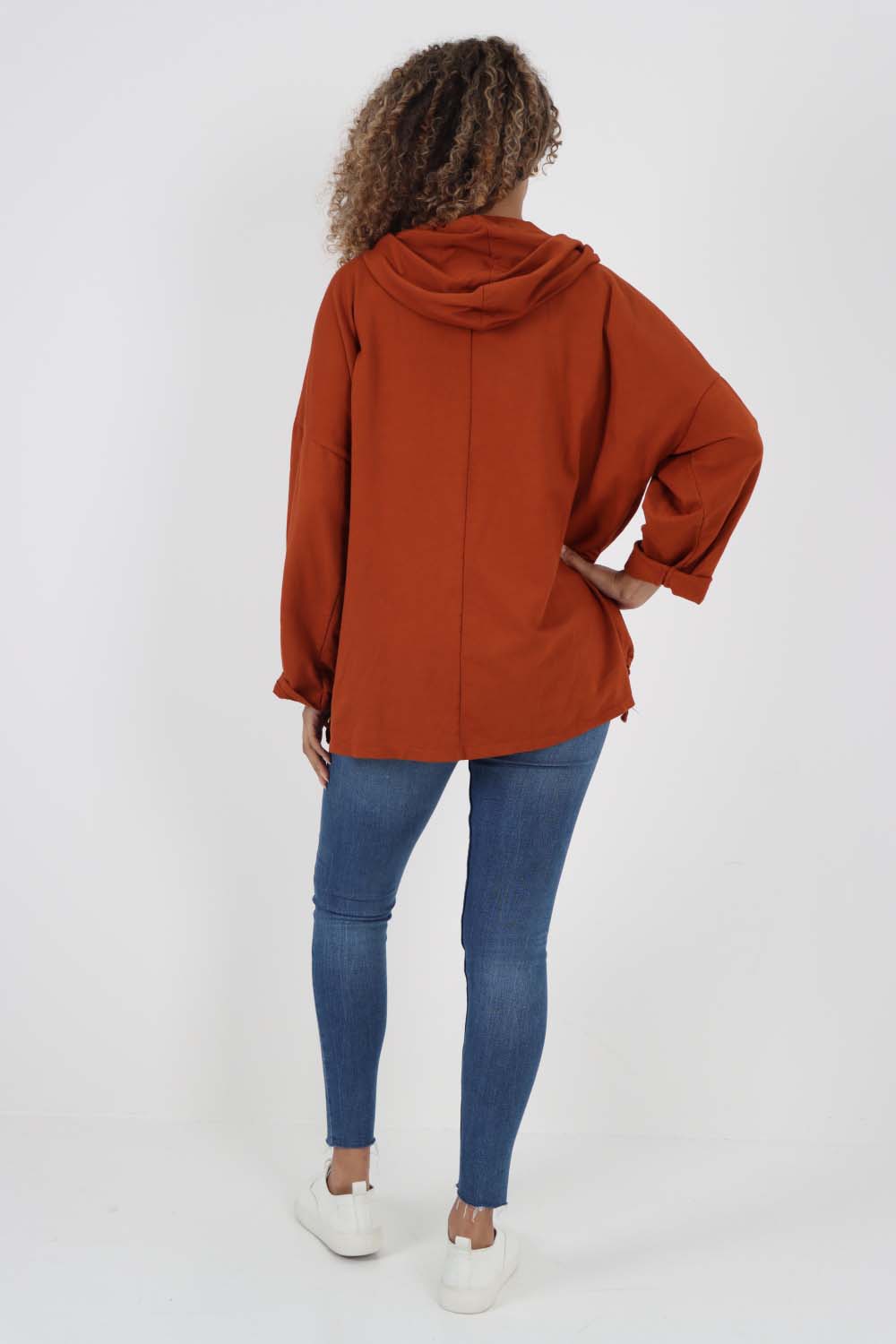 Italian Leopard Star Print Drawstring Hem Cotton Hoodie
