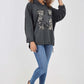 Italian Leopard Star Print Drawstring Hem Cotton Hoodie