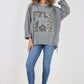 Italian Leopard Star Print Drawstring Hem Cotton Hoodie