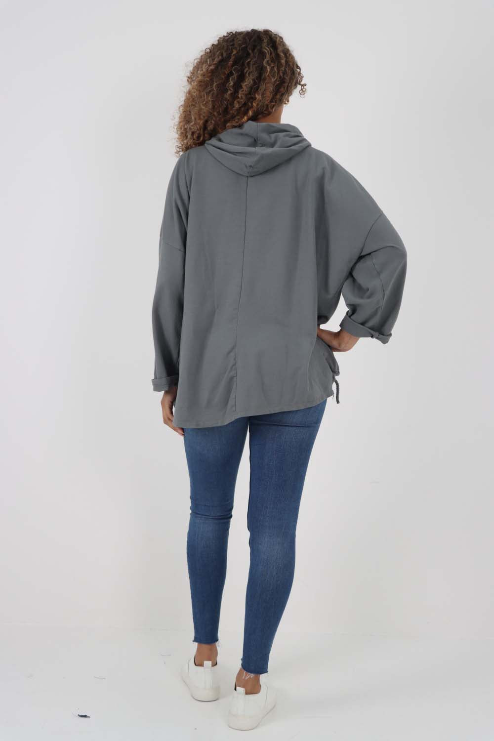 Italian Leopard Star Print Drawstring Hem Cotton Hoodie