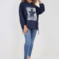 Italian Leopard Star Print Drawstring Hem Cotton Hoodie