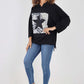 Italian Leopard Star Print Drawstring Hem Cotton Hoodie