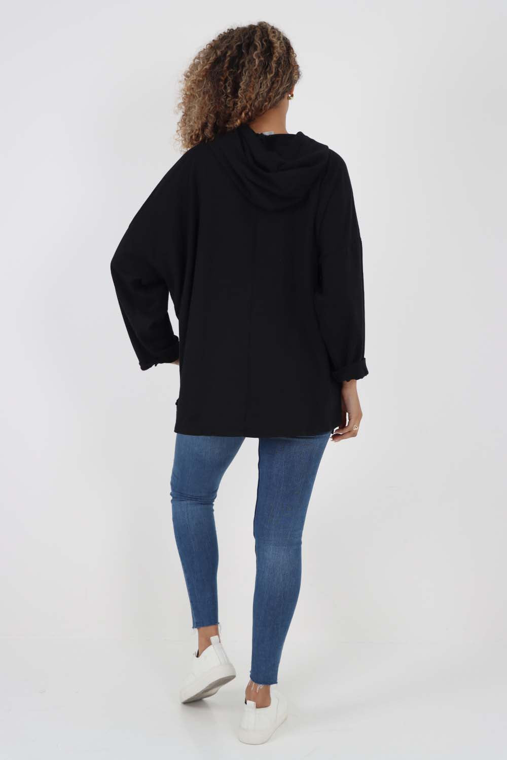 Italian Leopard Star Print Drawstring Hem Cotton Hoodie