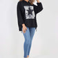 Italian Leopard Star Print Drawstring Hem Cotton Hoodie
