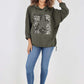 Italian Leopard Star Print Drawstring Hem Cotton Hoodie