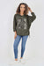 Italian Leopard Star Print Drawstring Hem Cotton Hoodie
