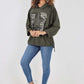 Italian Leopard Star Print Drawstring Hem Cotton Hoodie