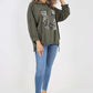 Italian Leopard Star Print Drawstring Hem Cotton Hoodie