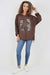 Italian Leopard Star Print Drawstring Hem Cotton Hoodie