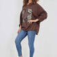 Italian Leopard Star Print Drawstring Hem Cotton Hoodie